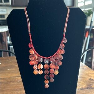 Bohemian salmon brass shell Beaded Necklace